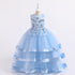 Flower Princess Dress Lace Beaded Multi-Layer Satin